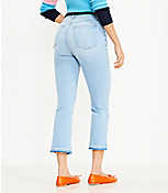 Curvy Let Down Hem High Rise Kick Crop Jeans in Vivid Light Indigo Wash carousel Product Image 2