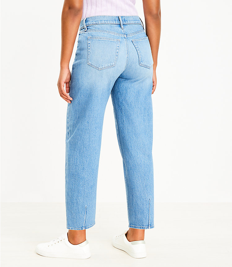 Curvy High Rise Barrel Jeans in Light Mid Indigo Wash image number null