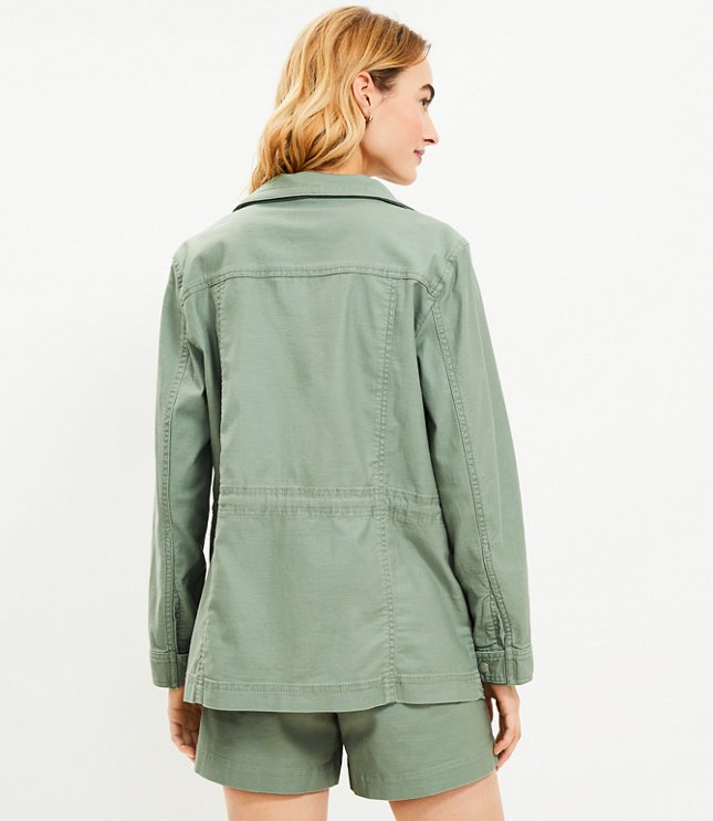 Petite Twill Drawstring Utility Jacket