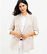 Striped Linen Blend Double Breasted Blazer carousel Product Image 2
