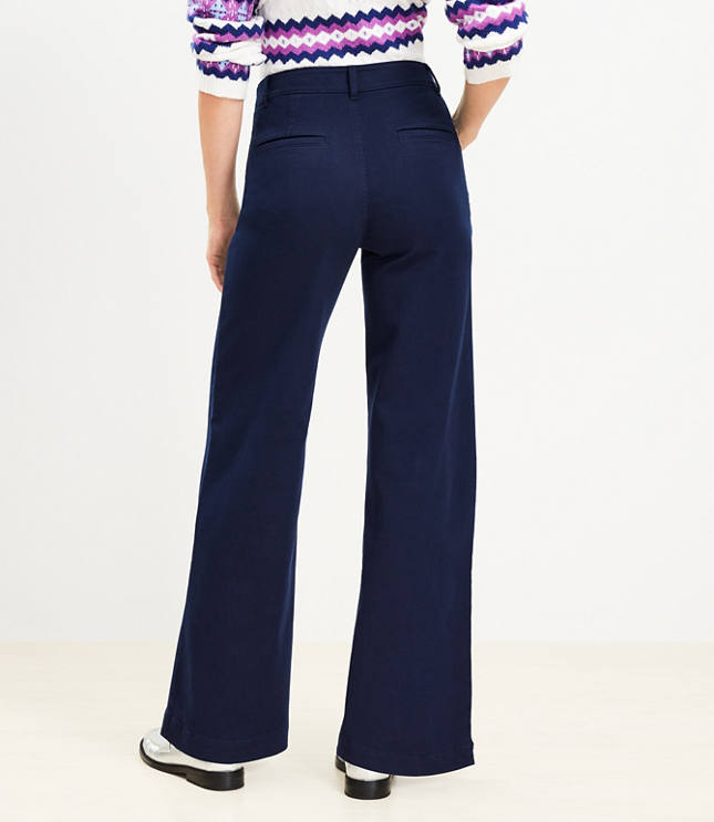 Loft Curvy Palmer Wide Leg Pants Twill