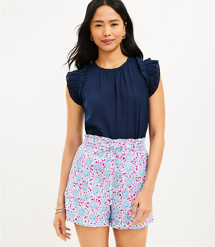 Pull On Linen Blend Shorts in Bloom image number 0