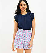 Pull On Linen Blend Shorts in Bloom carousel Product Image 1