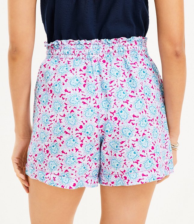 Pull On Linen Blend Shorts in Bloom