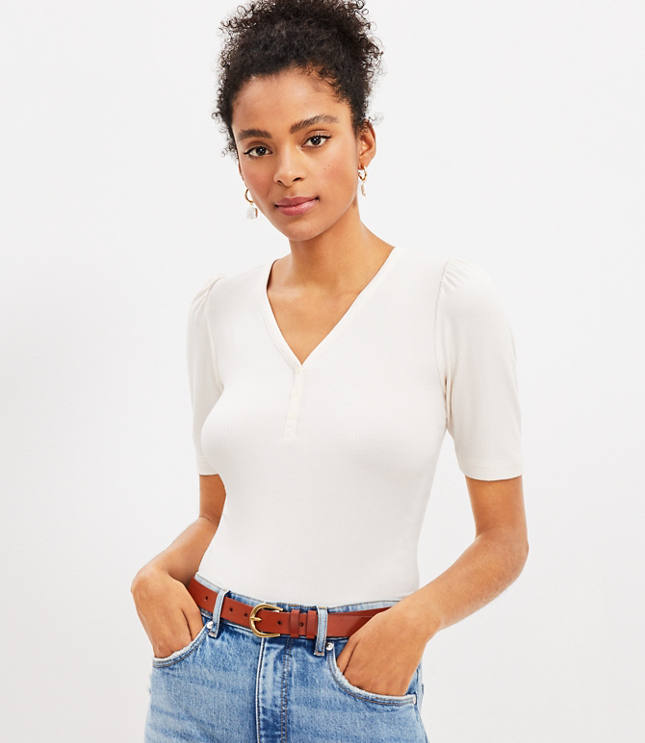 Ribbed Henley Tops | Loft