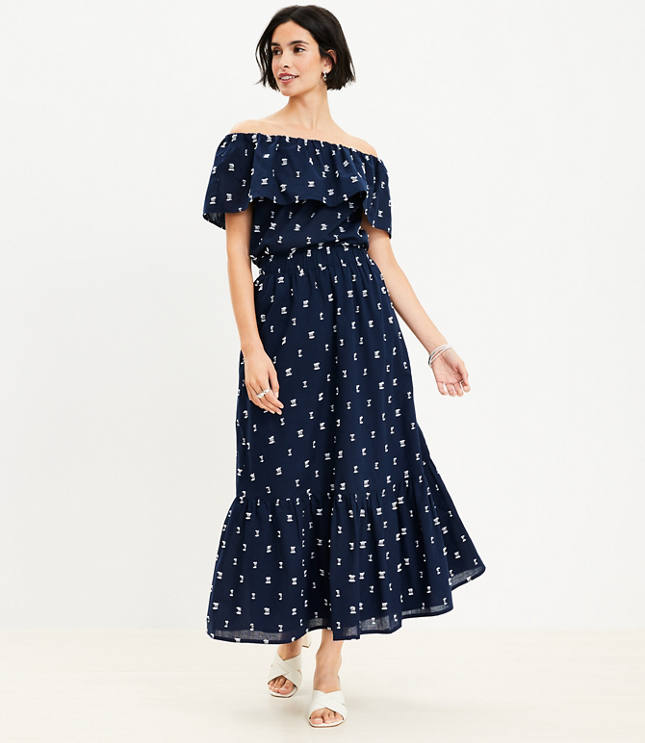 Clip Tiered Pull On Midi Skirt