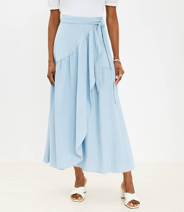 Ruffle wrap maxi skirt on sale