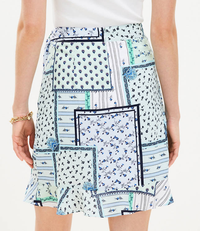 Patchwork Ruffle Wrap Skirt