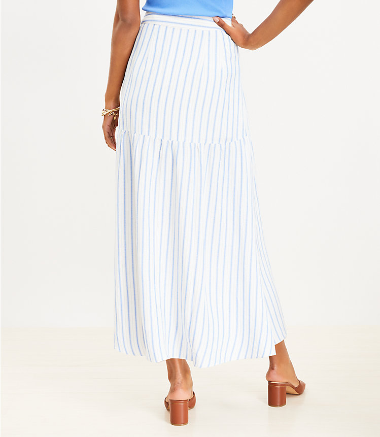 Striped Ruffle Wrap Maxi Skirt image number 2