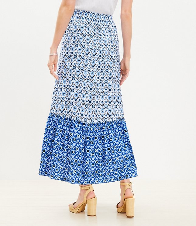 Doily Floral Tiered Pull On Midi Skirt