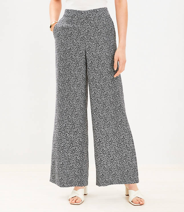 Fluid Wide Leg Pants in Cheetah Print