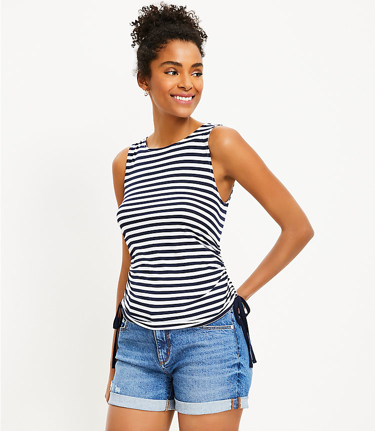 Striped Side Tie Tank Top image number 1