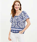 Paisley Flutter Sleeve Scoop Neck Top carousel Product Image 1