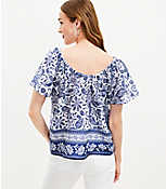 Paisley Flutter Sleeve Scoop Neck Top carousel Product Image 3