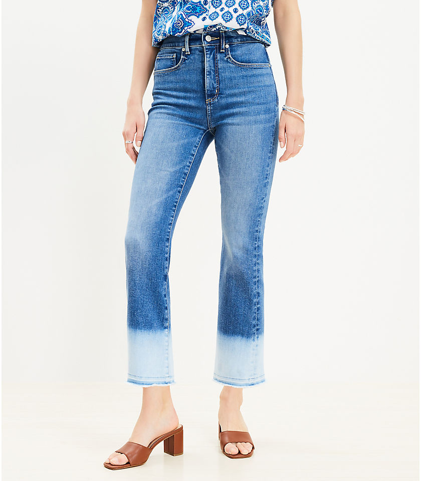 Let Down Hem High Rise Kick Crop Jeans in Bleach Out Wash