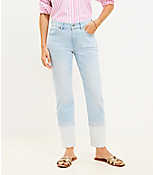 Girlfriend Jeans in Patched Light Indigo Wash carousel Product Image 1