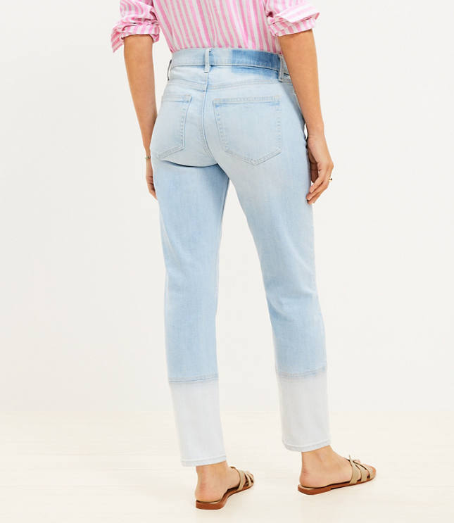 Girlfriend Jeans in Patched Light Indigo Wash