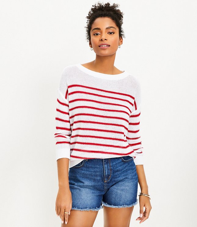 Striped 3/4 Sleeve Sweater