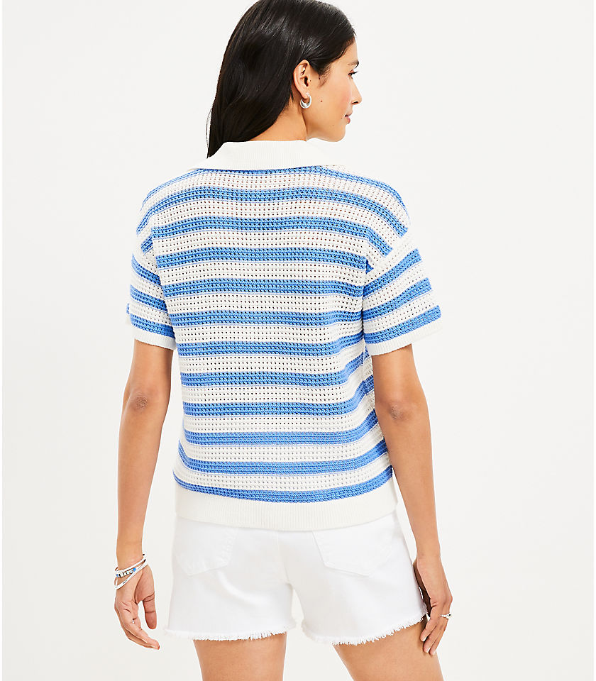 Stripe Textured Polo Sweater Tee
