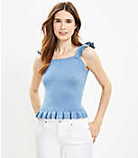 Pointelle Ruffle Sweater Tank Top carousel Product Image 1