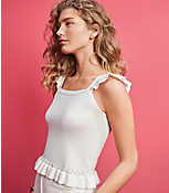 Pointelle Ruffle Sweater Tank Top carousel Product Image 4