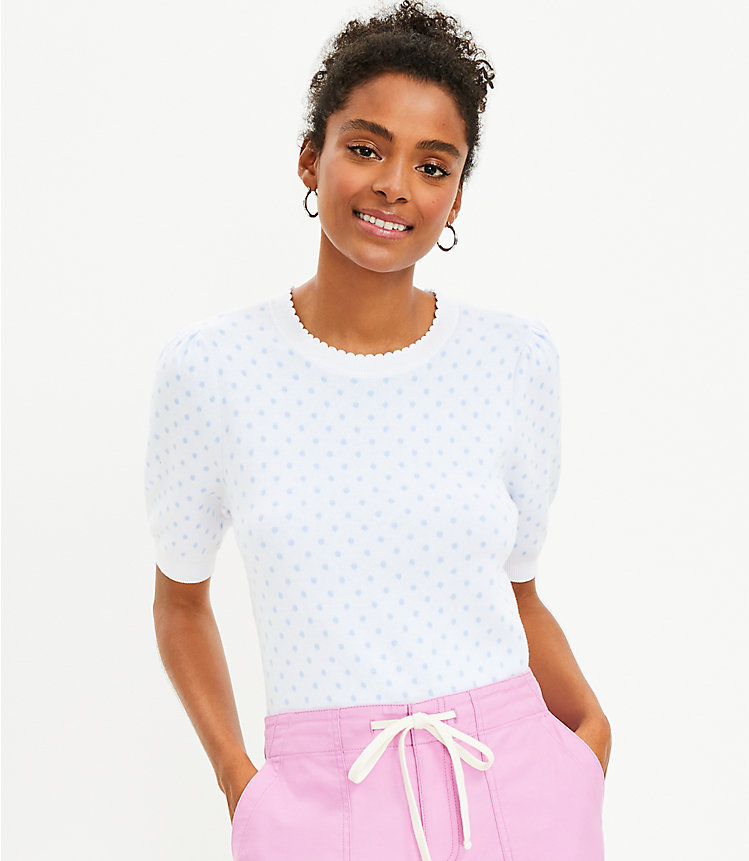 Petite Pindot Scalloped Sweater Tee image number null