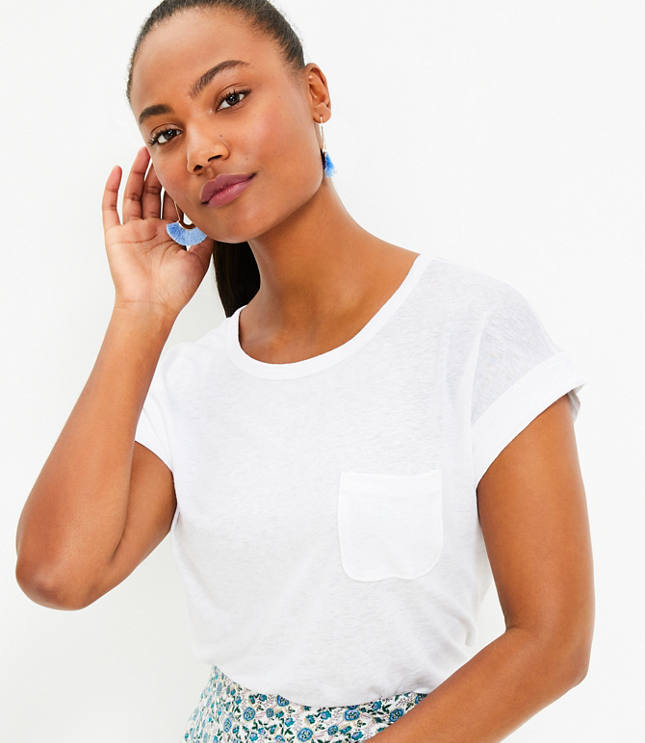 womens white pocket tee