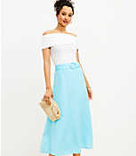 Linen Blend Belted Midi Skirt carousel Product Image 1