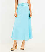 Linen Blend Belted Midi Skirt carousel Product Image 2