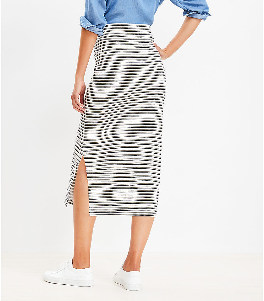 Textured Stripe Midi Skirt