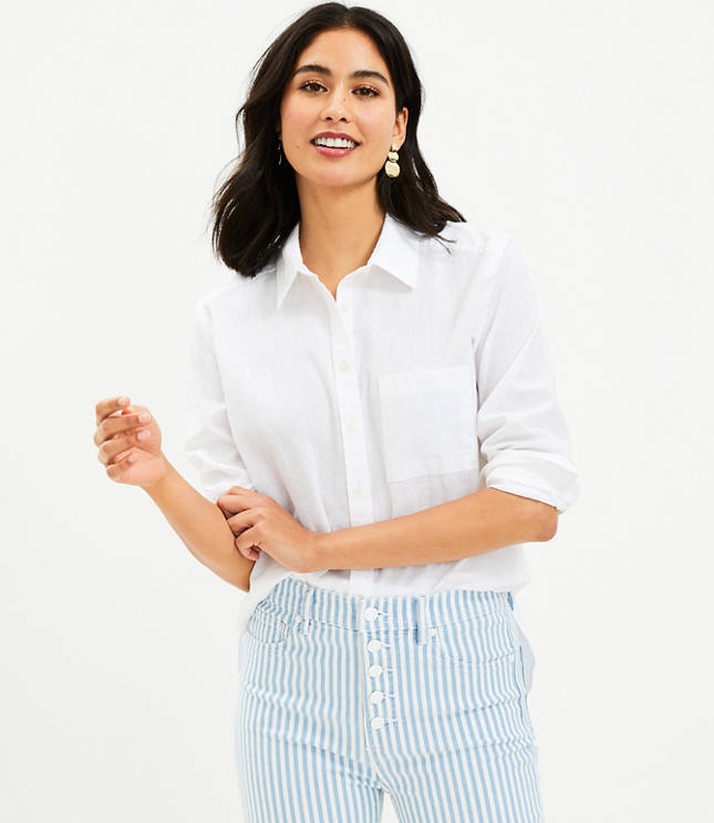 Poplin Seamed Blouson Back Shirt