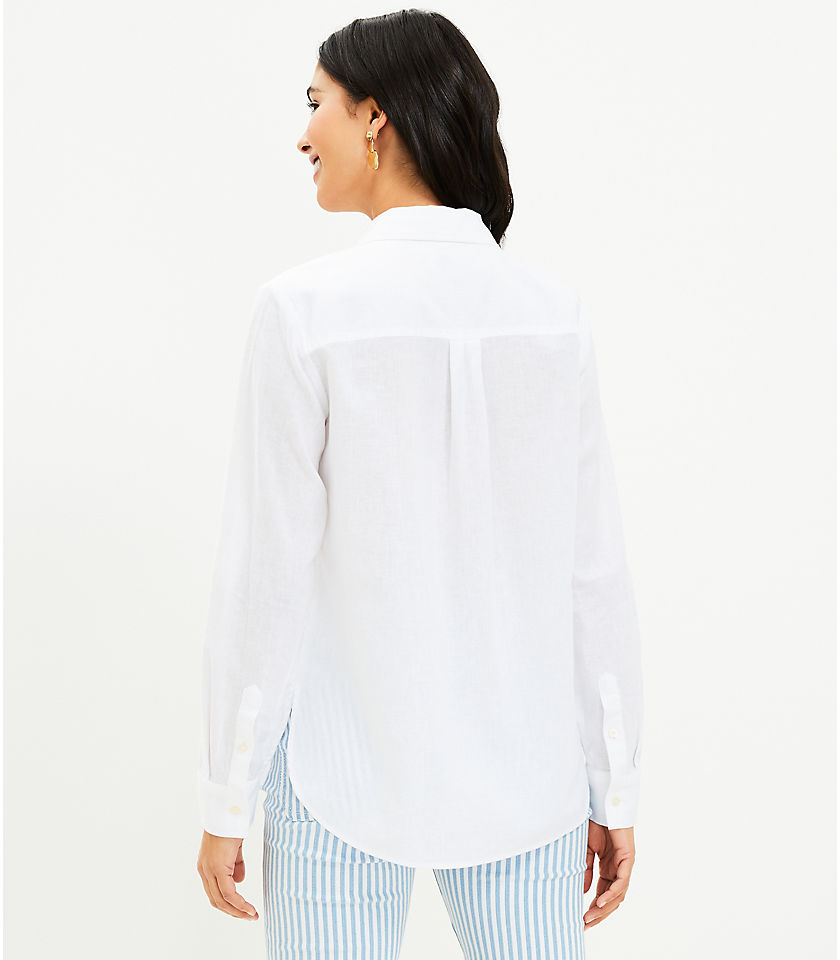 Petite Linen Blend Everyday Pocket Shirt