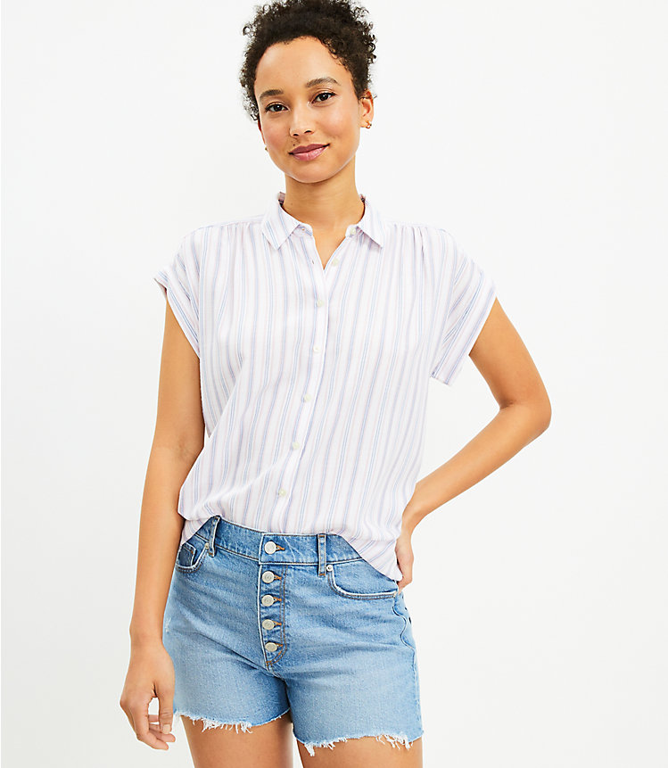 Petite Striped Dolman Everyday Shirt image number 0