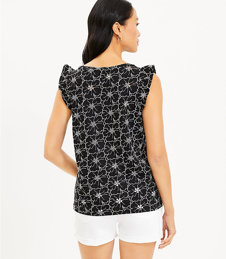 Floral Embroidered Ruffle Sleeve Top image number 2
