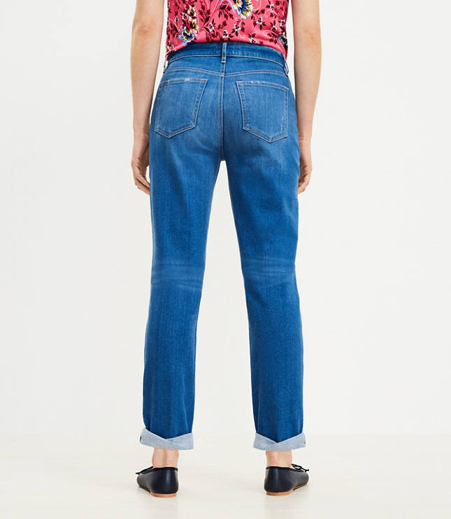 Super Soft Girlfriend Jeans in Bright Mid Indigo Wash