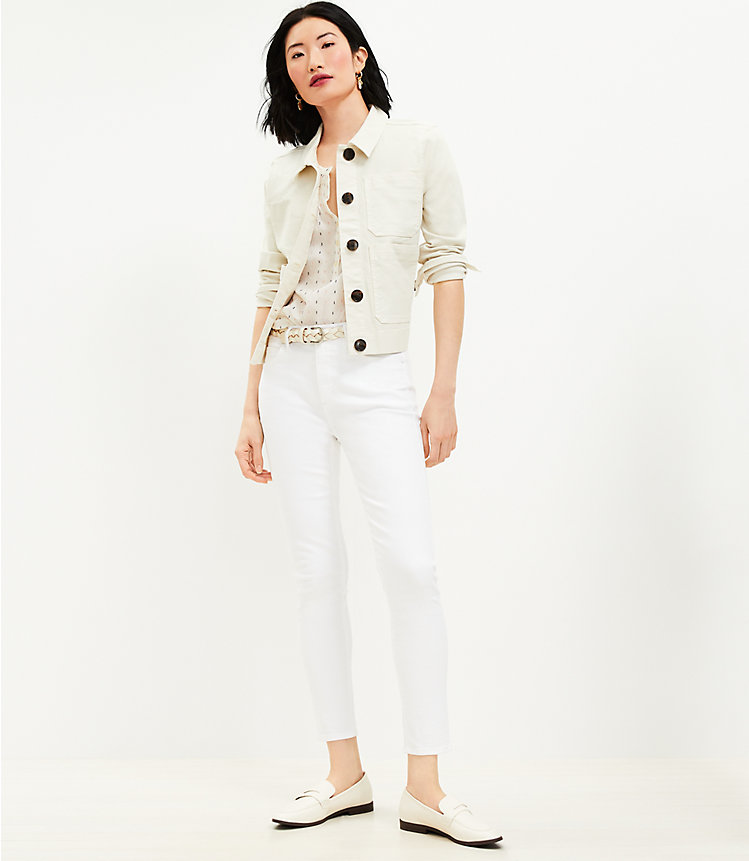Petite Mid Rise Skinny Jeans in White image number 1