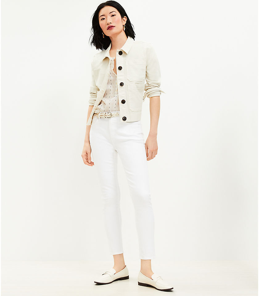 Petite Mid Rise Skinny Jeans in White