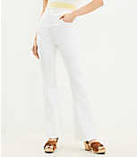 Petite Button Front Fresh Cut High Rise Slim Flare Jeans in White carousel Product Image 1