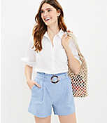 Belted Shorts in Chambray carousel Product Image 1