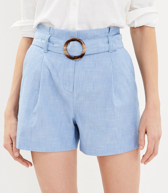 Belted Shorts in Chambray