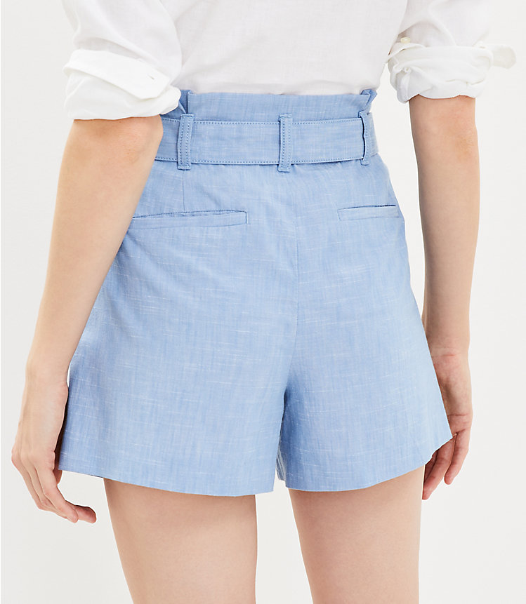 Belted Shorts in Chambray image number 2