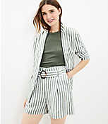 Belted Shorts in Striped Linen Blend carousel Product Image 1