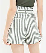Belted Shorts in Striped Linen Blend carousel Product Image 3
