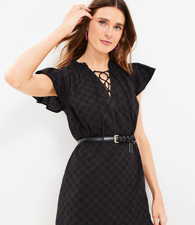 Lace Up Flounce Swing Dress