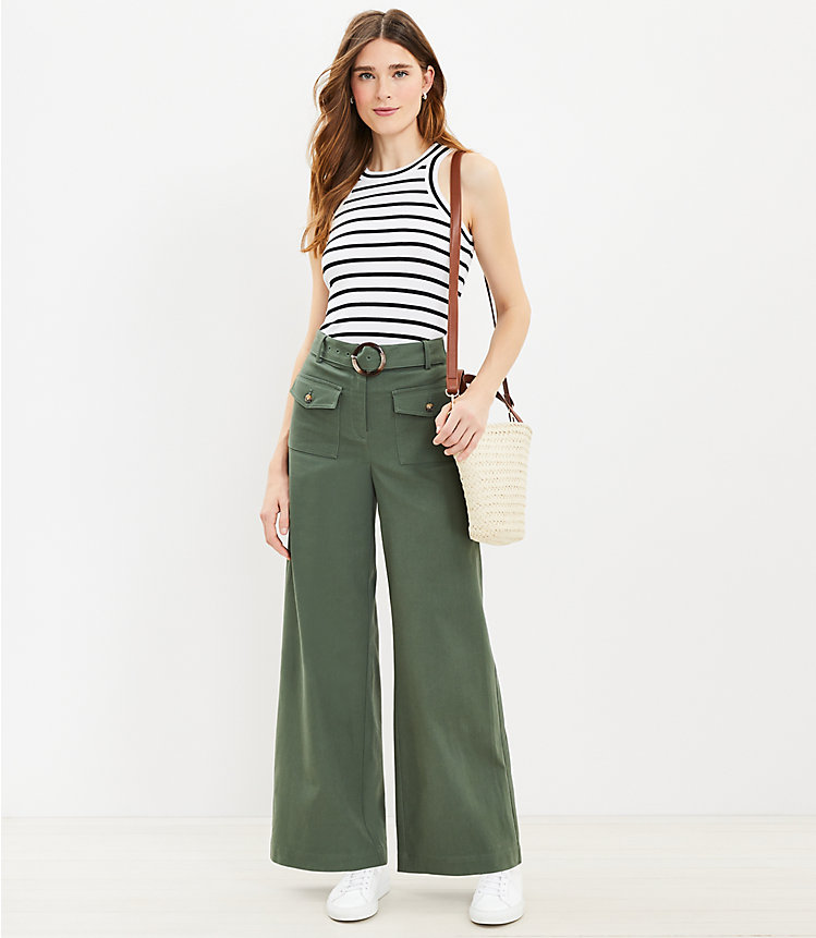 Belted Pants in Pique image number 1