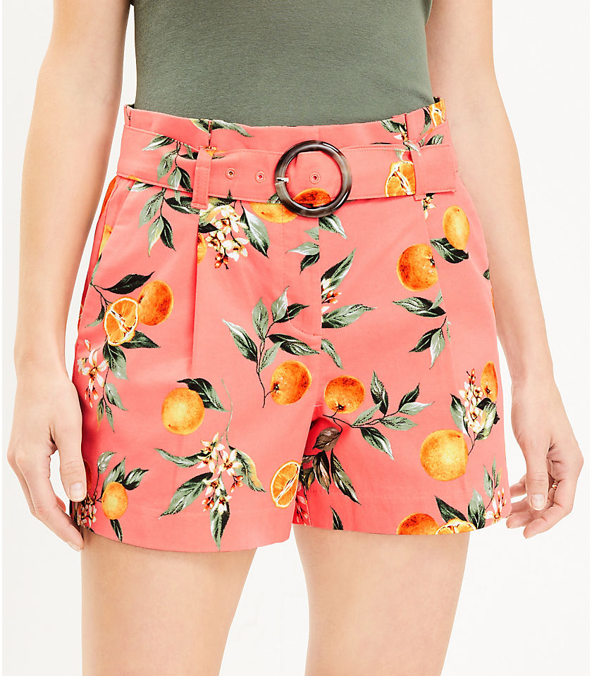 Belted Shorts in Orange Harvest Pique