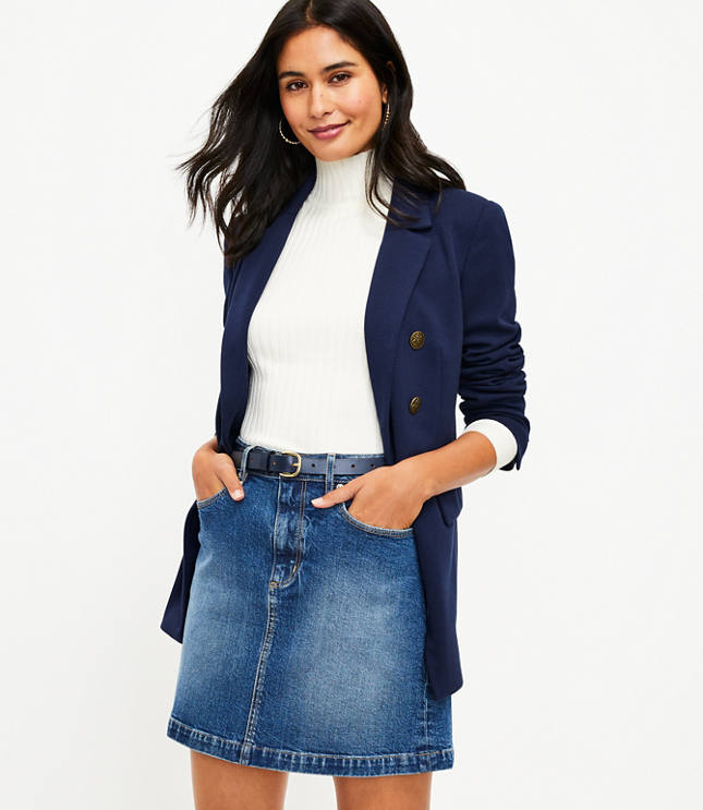 Petite Denim Shift Skirt in Modern Indigo Wash