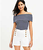 Stripe Ribbed Off The Shoulder Top carousel Product Image 1