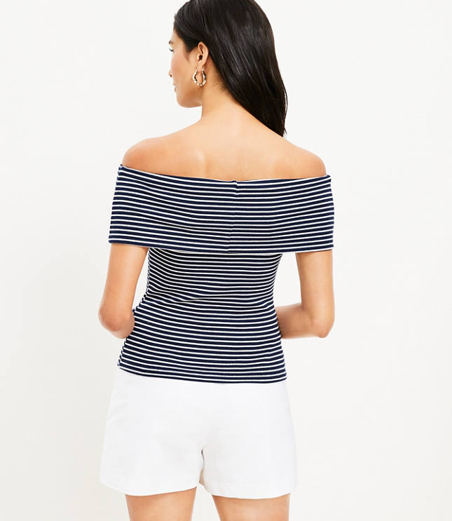 Striped discount shoulder top