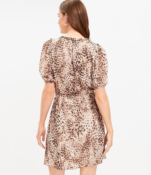 Animal print ruffle outlet dress